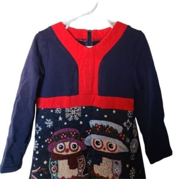 Maggie Peggy MikkoKids Dress Owl Winter Holiday Tapestry Lined size 7 Girls - Picture 4 of 7